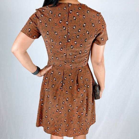 Slate & Willow Brown Faux-Wrap Silk Dress $296 - Picture 6 of 10